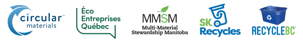 Verrouillage des logos de Circular Materials, Eco Enterprises Québec, MMSM< SK Recycles et Recycle BC